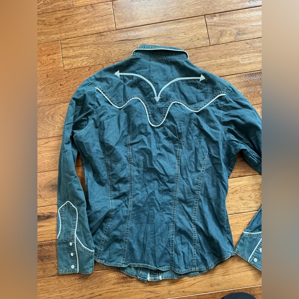 Roper Gray Button Down, Pearl Snaps, Large - Picture 9 of 9